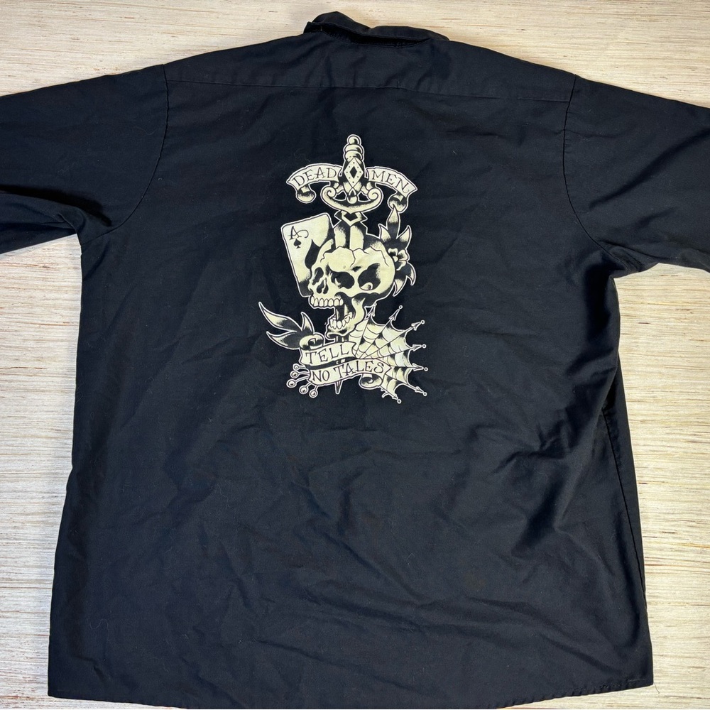 Felon Clothing Co “Dead Men Tell No Tales” Skull Work Shirt XL Black
